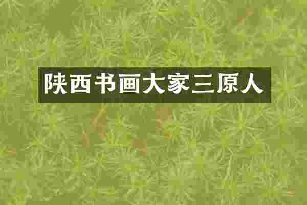 陕西书画大家三原人