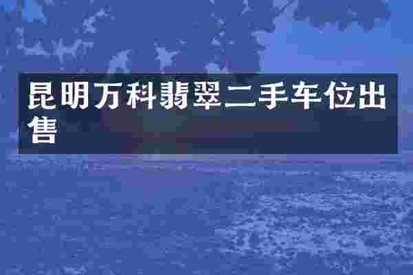 昆明万科翡翠二手车位出售