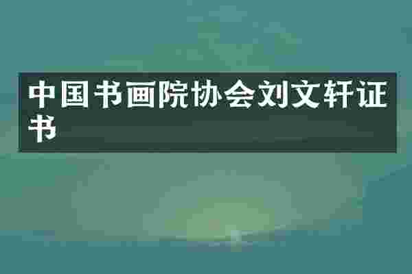 中国书画院协会刘文轩证书