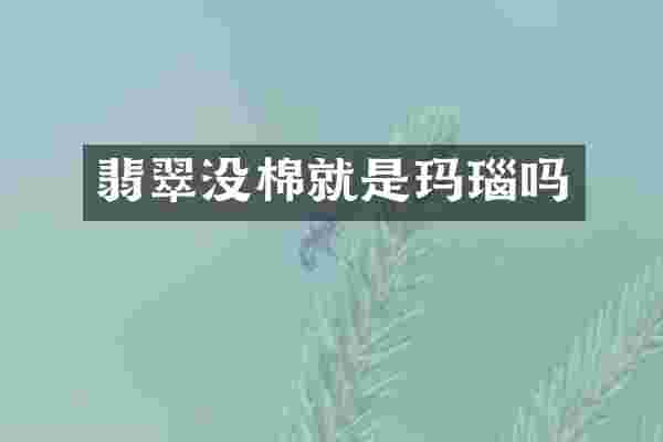 翡翠没棉就是玛瑙吗