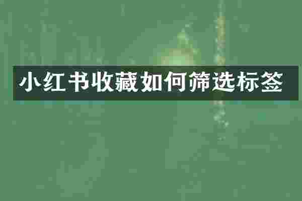 小红书收藏如何筛选标签