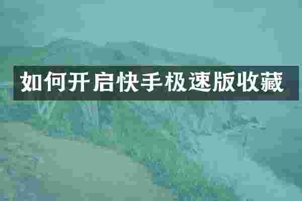 如何开启快手极速版收藏