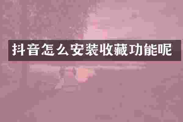 抖音怎么安装收藏功能呢