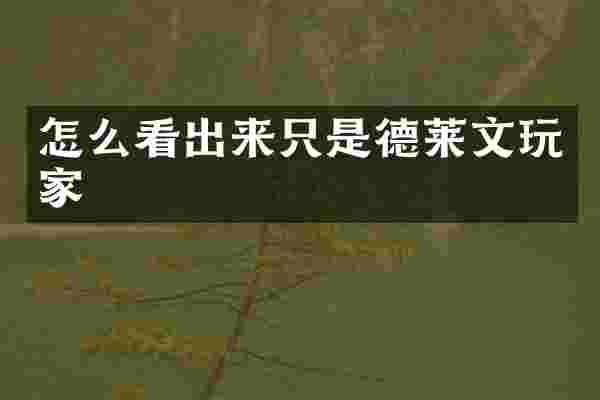 怎么看出来只是德莱文玩家