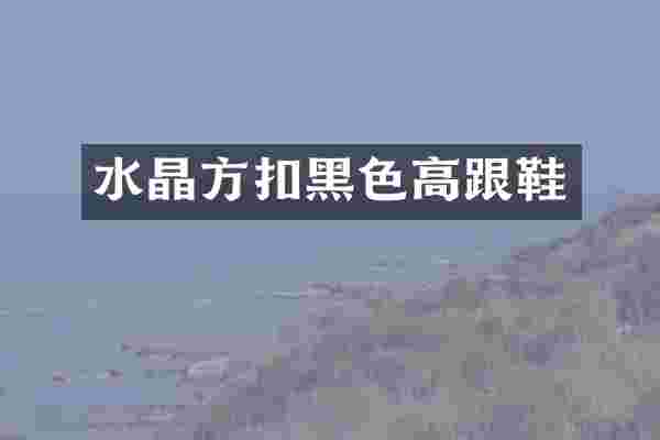 水晶方扣黑色高跟鞋