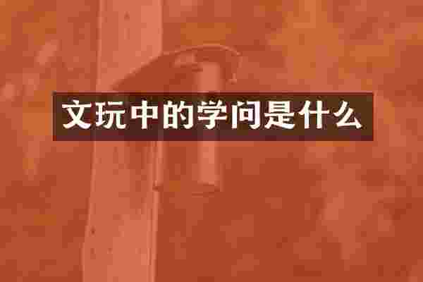 文玩中的学问是什么