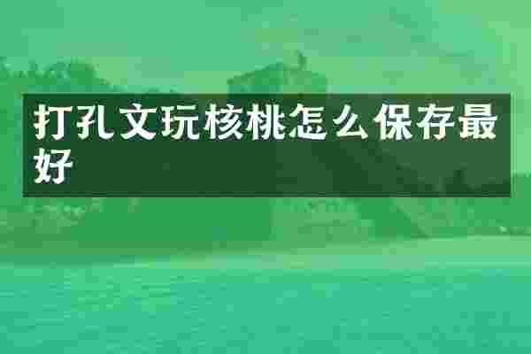 打孔文玩核桃怎么保存最好