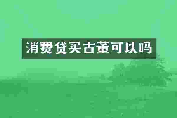 消费贷买古董可以吗