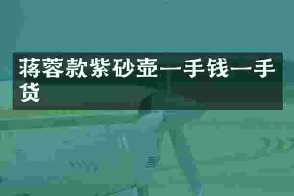 蒋蓉款紫砂壶一手钱一手货