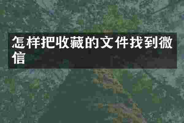 怎样把收藏的文件找到微信