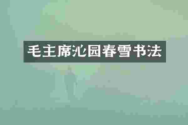 毛主席沁园春雪书法