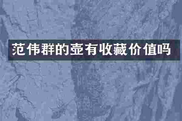 范伟群的壶有收藏价值吗