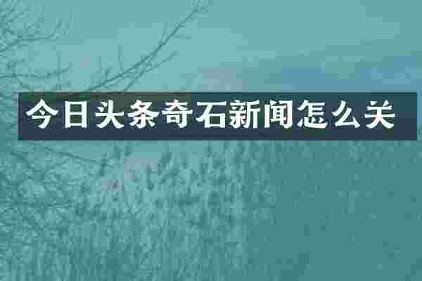 今日头条奇石新闻怎么关