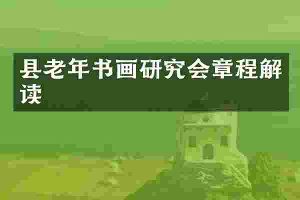 县老年书画研究会章程解读