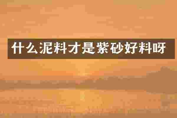 什么泥料才是紫砂好料呀