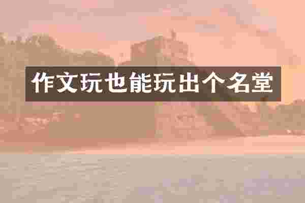 作文玩也能玩出个名堂