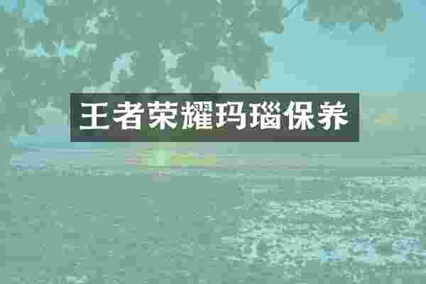 王者荣耀玛瑙保养