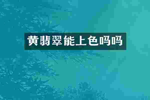 黄翡翠能上色吗吗