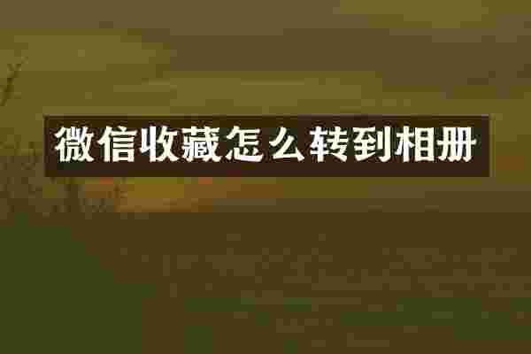 微信收藏怎么转到相册