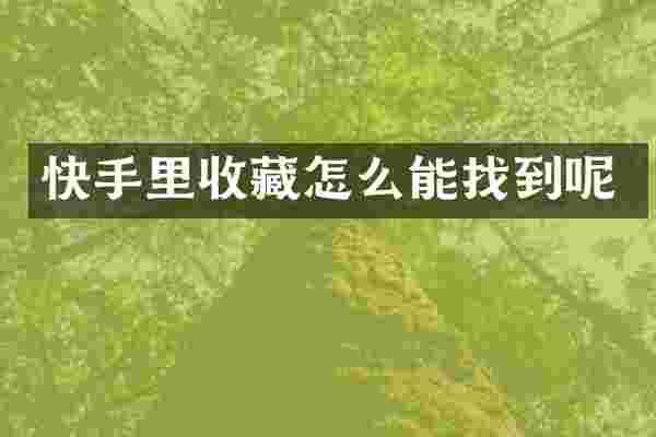 快手里收藏怎么能找到呢