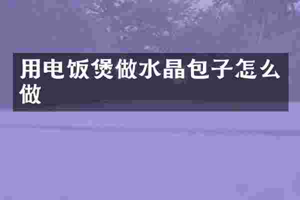用电饭煲做水晶包子怎么做
