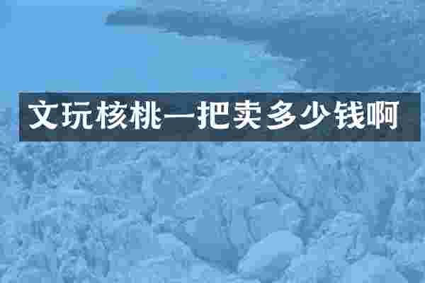文玩核桃一把卖多少钱啊