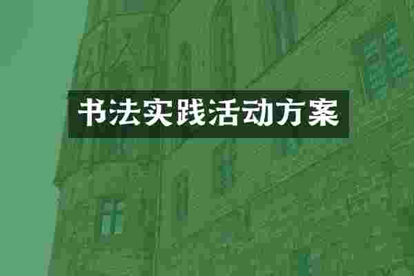 书法实践活动方案