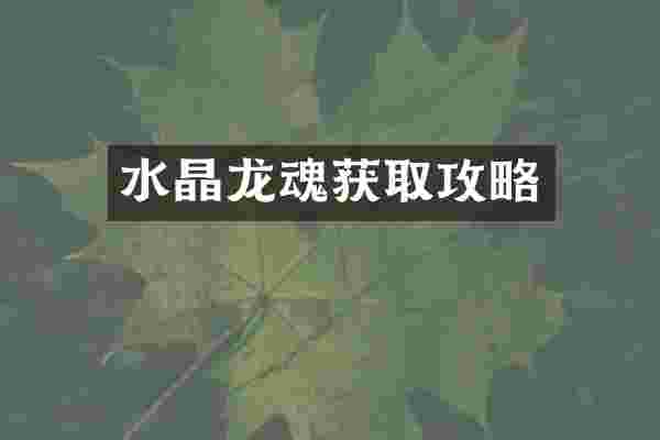 水晶龙魂获取攻略
