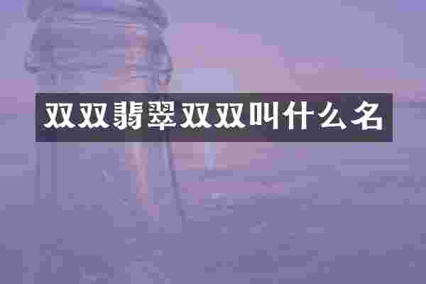 双双翡翠双双叫什么名