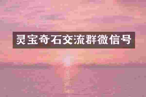 灵宝奇石交流群微信号