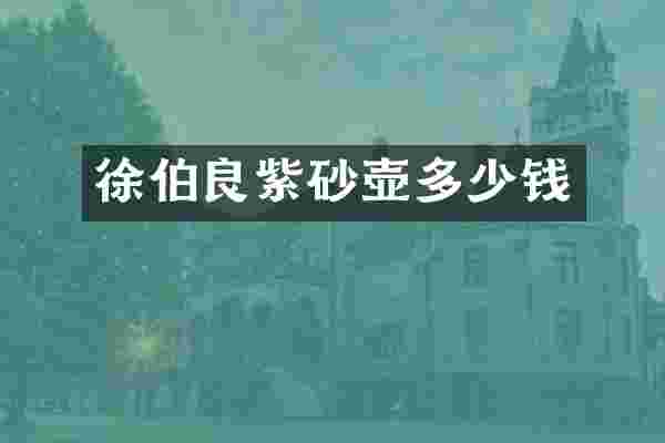 徐伯良紫砂壶多少钱