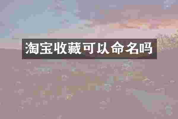 淘宝收藏可以命名吗