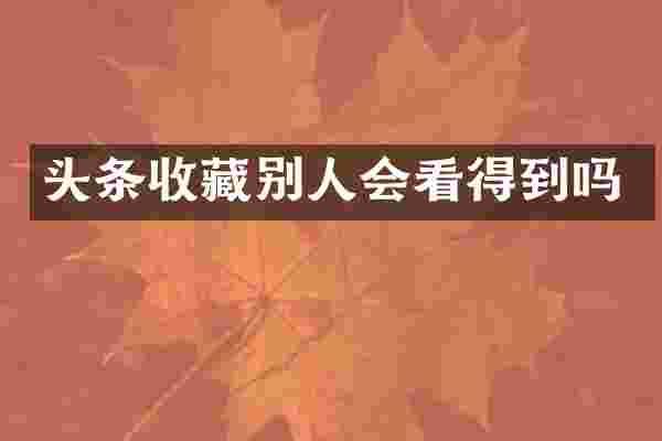 头条收藏别人会看得到吗
