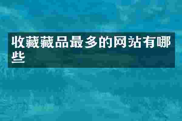 收藏藏品最多的网站有哪些