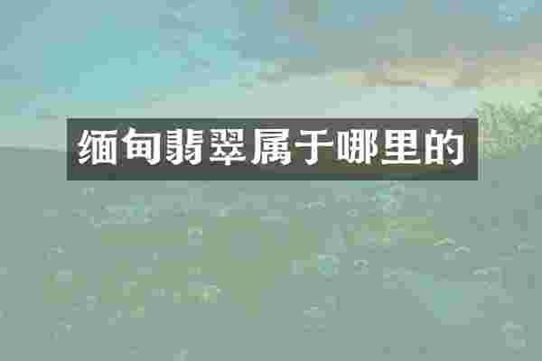 缅甸翡翠属于哪里的