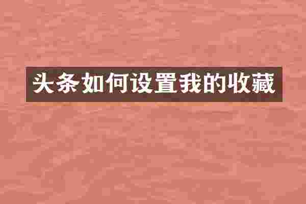 头条如何设置我的收藏